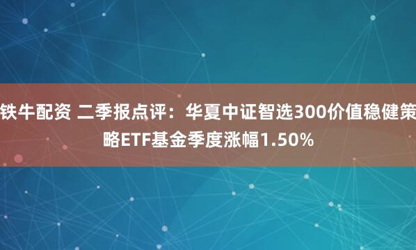 铁牛配资 二季报点评：华夏中证智选300价值稳健策略ETF基金季度涨幅1.50%